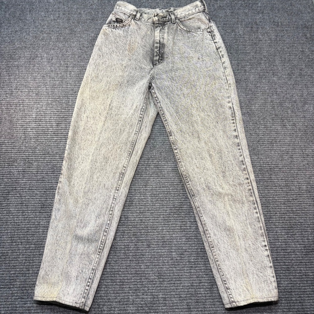 Vintage Lee Acid Wash Gray High Waisted Mom Jeans Tapered Leg 8 Med‎
